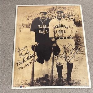 Signed replica photo Babe Ruth and Lou Gehrig 1993